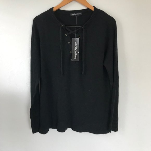 Wendy Williams Collection LaceUp Front Sweater NWT - Picture 2 of 6